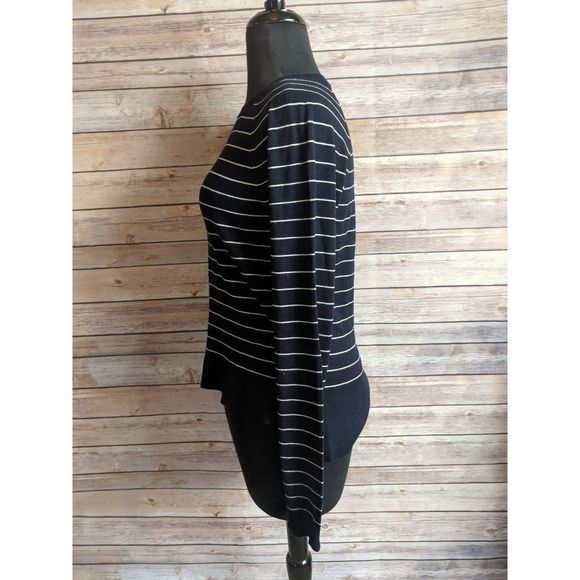 Ann Taylor Loft Navy Blue and White Striped Sweater medium - Picture 3 of 4